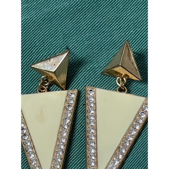 Vintage 🌸 1980s Triangle Dangle Earrings - Picture 3 of 4